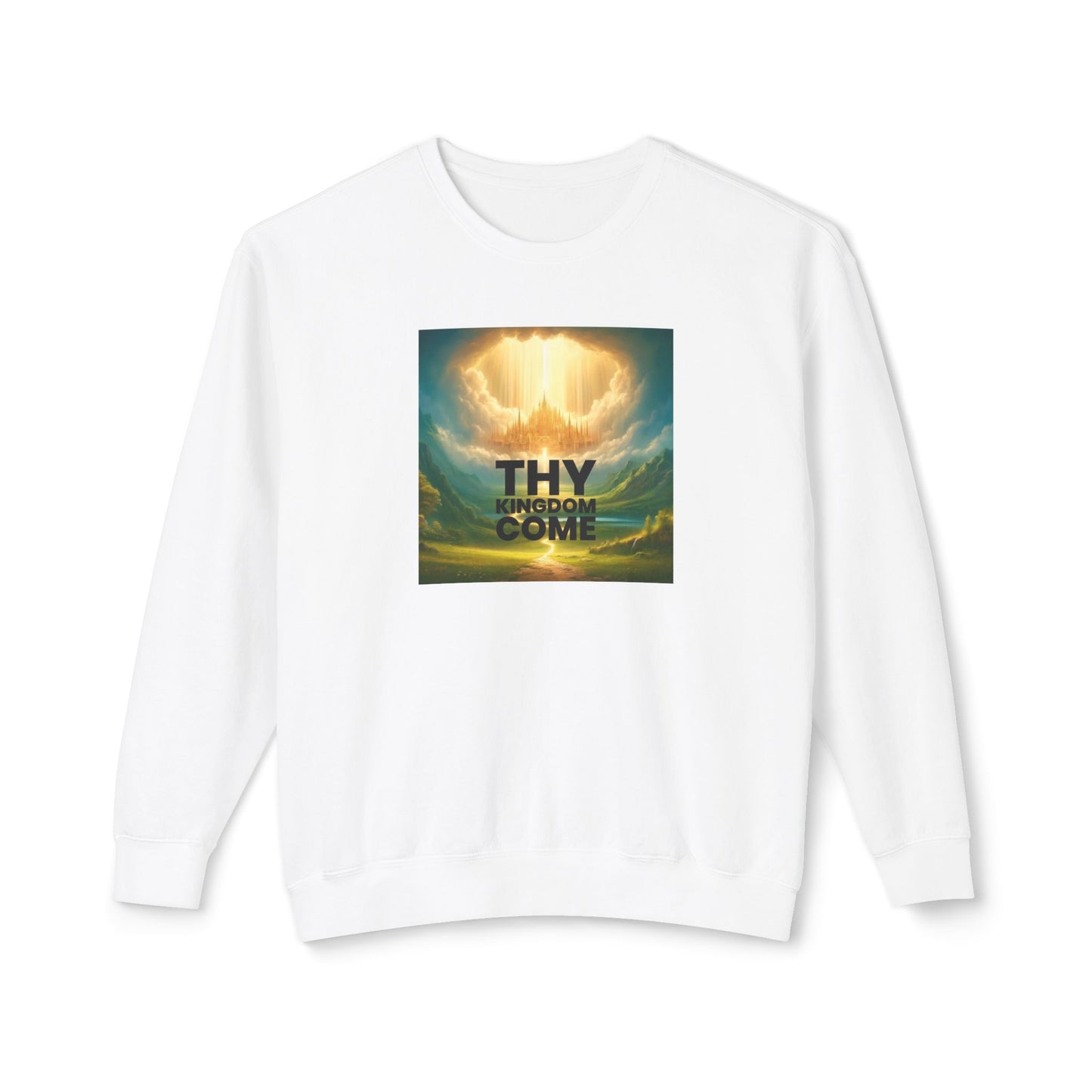 Inspirational Unisex Lightweight Crewneck Sweatshirt - "Thy Kingdom Come" Design