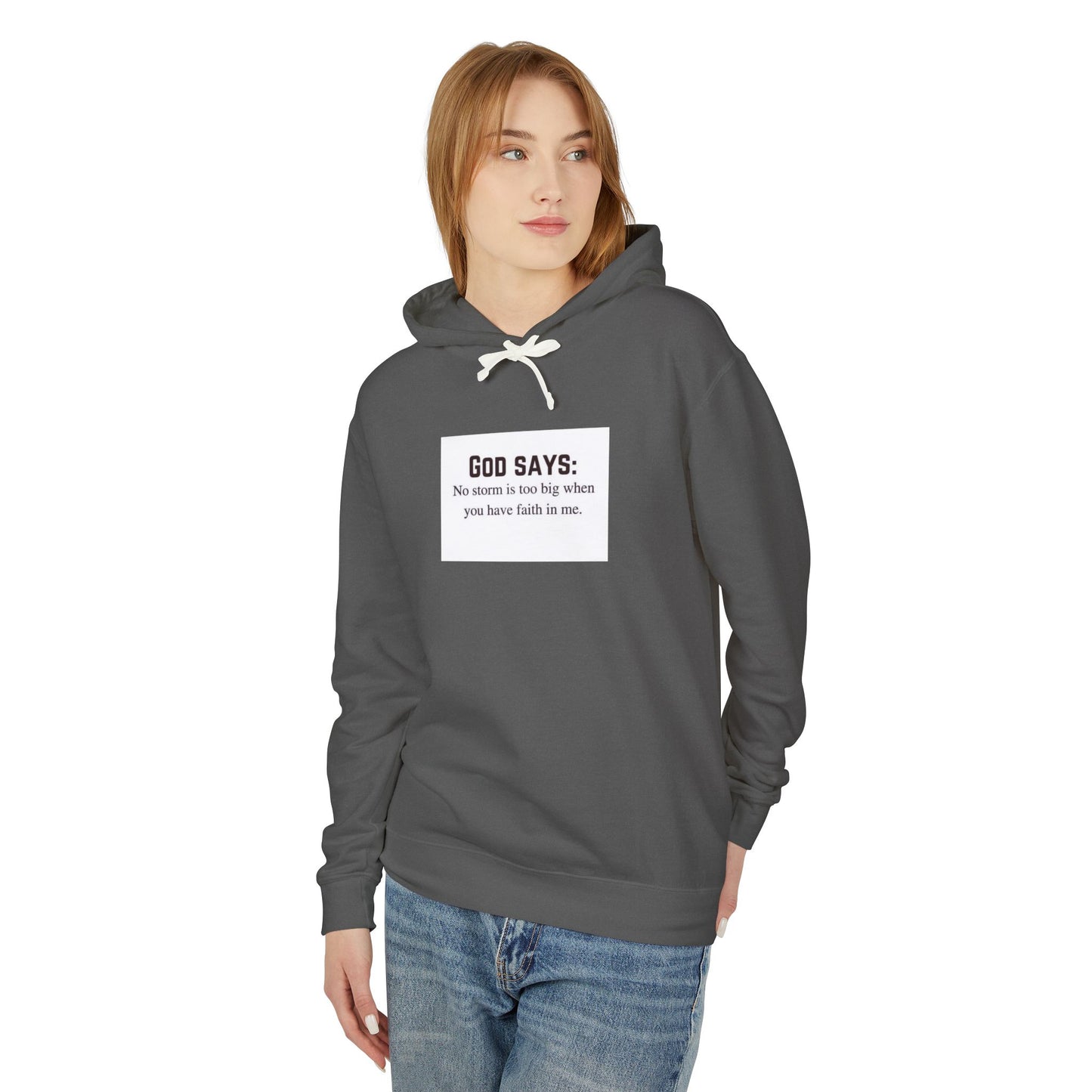 God Says Faith Hoodie - Unisex Lightweight Sweatshirt for Inspiration