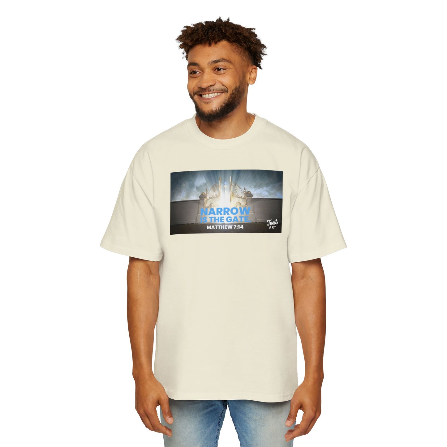 Inspirational Oversized Tee - "Narrow Is the Gate" Design