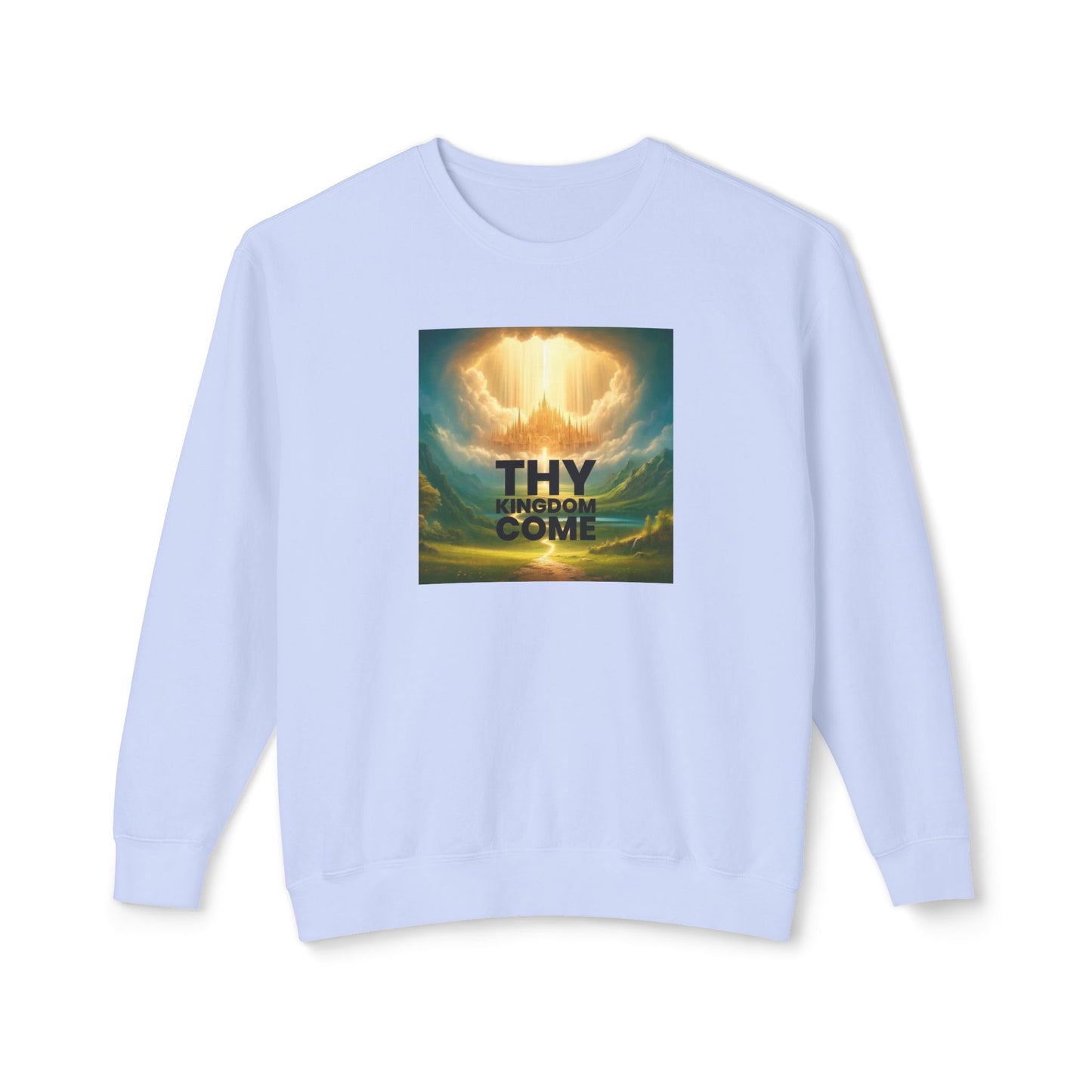 Inspirational Unisex Lightweight Crewneck Sweatshirt - "Thy Kingdom Come" Design