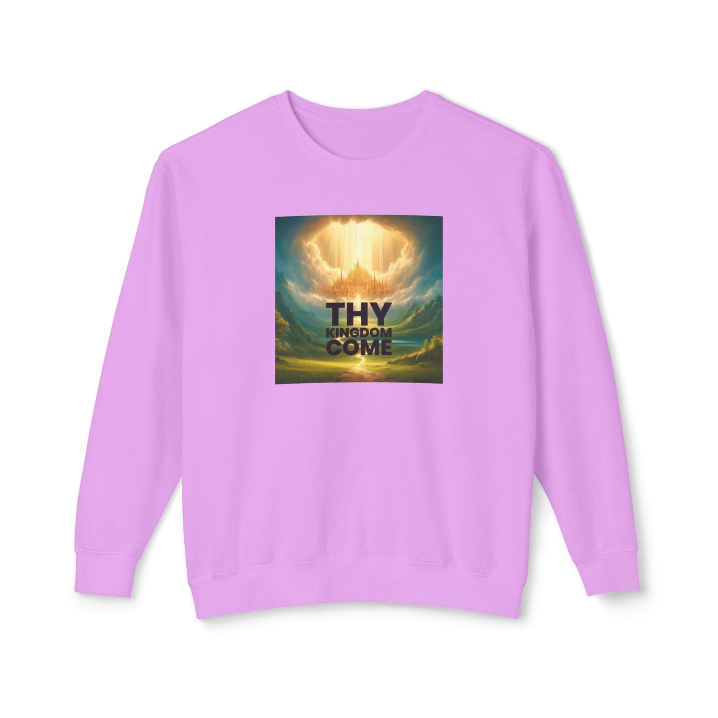 Inspirational Unisex Lightweight Crewneck Sweatshirt - "Thy Kingdom Come" Design