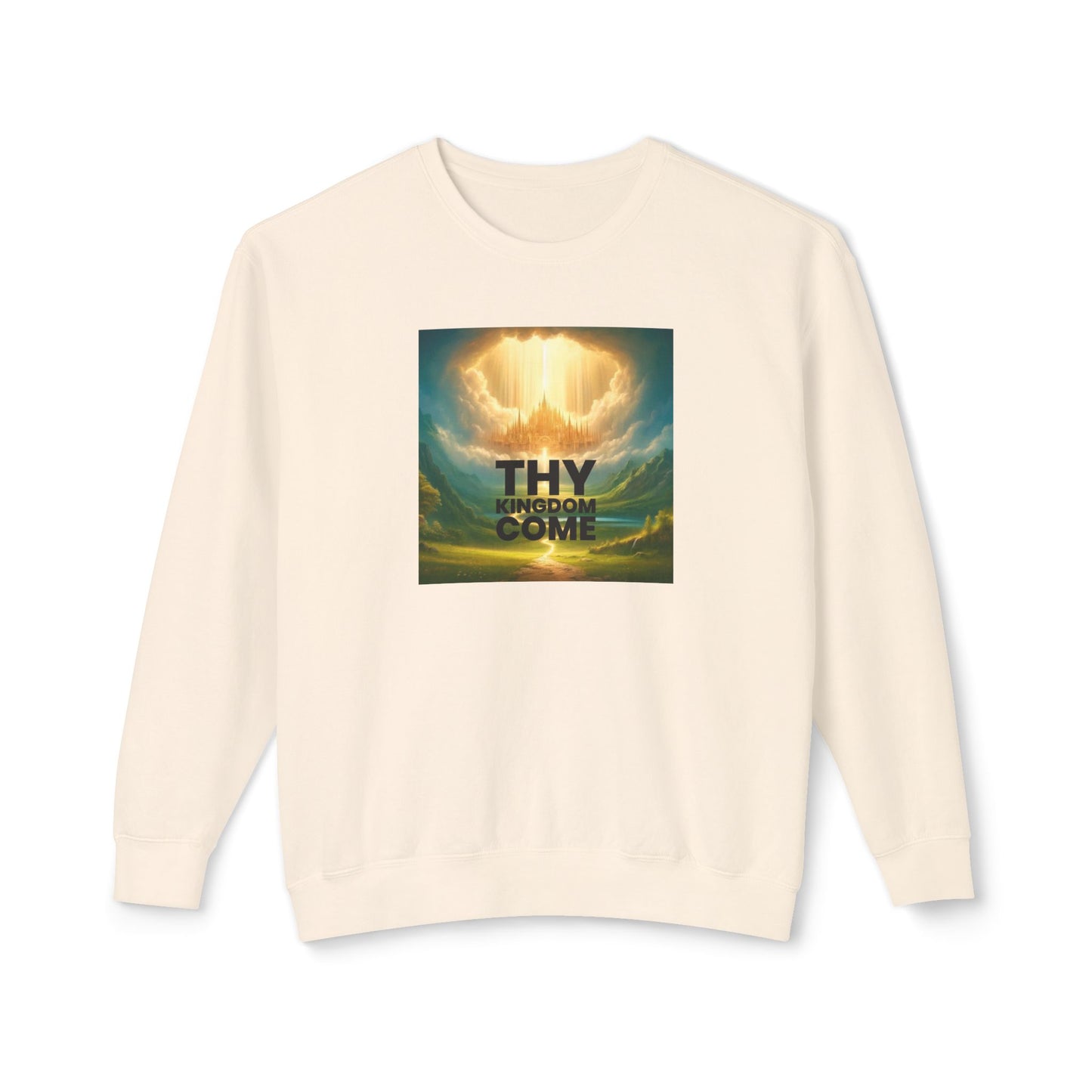 Inspirational Unisex Lightweight Crewneck Sweatshirt - "Thy Kingdom Come" Design