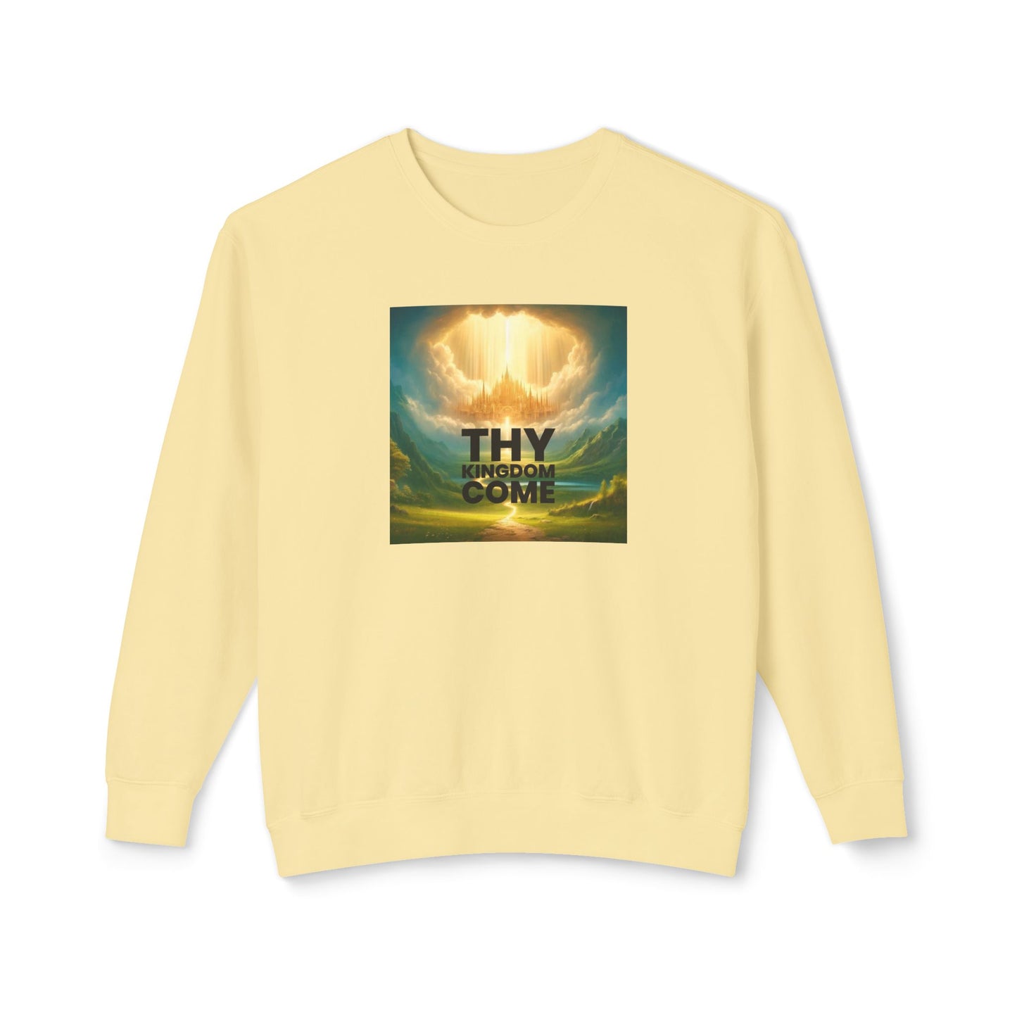 Inspirational Unisex Lightweight Crewneck Sweatshirt - "Thy Kingdom Come" Design