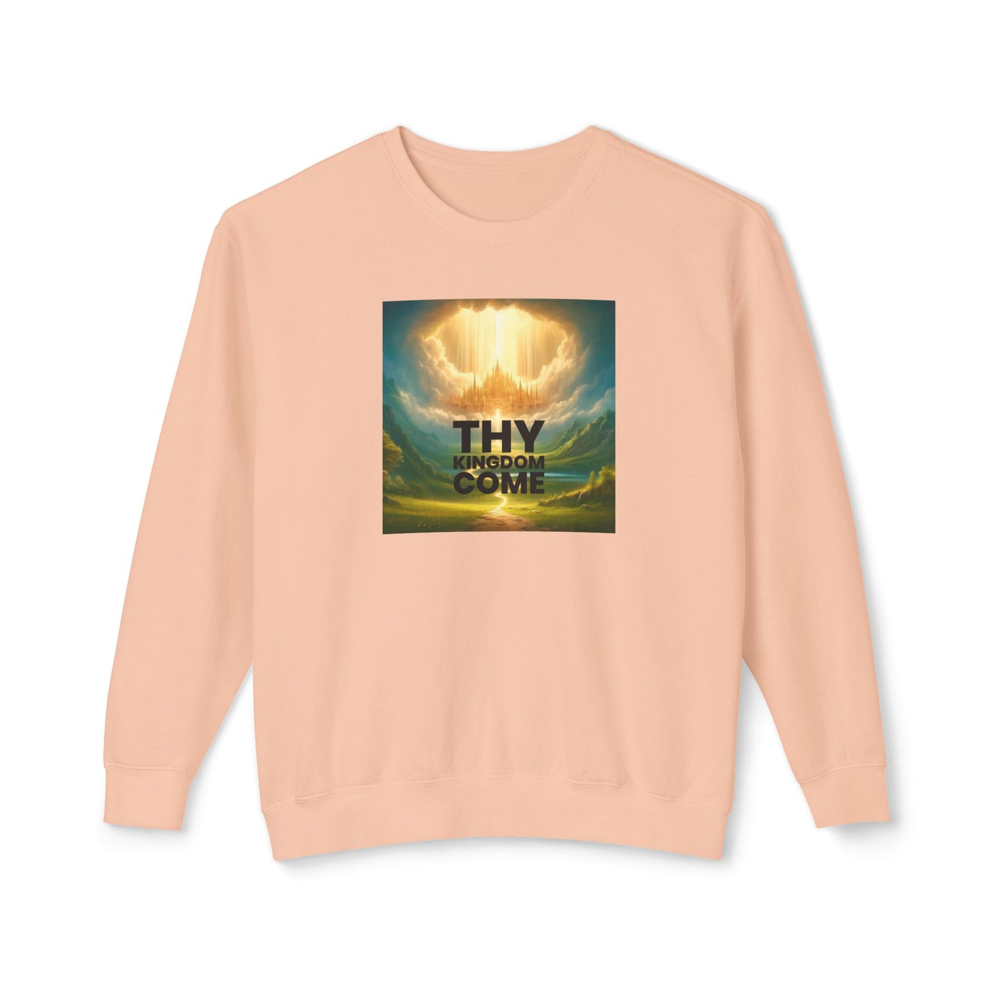 Inspirational Unisex Lightweight Crewneck Sweatshirt - "Thy Kingdom Come" Design