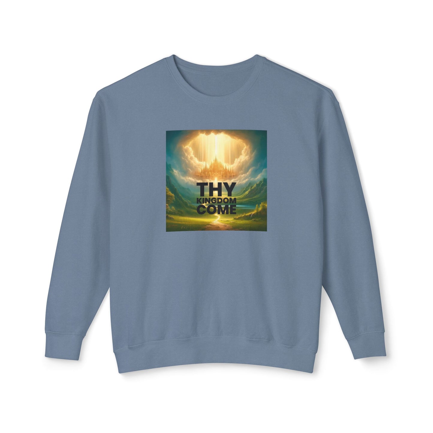 Inspirational Unisex Lightweight Crewneck Sweatshirt - "Thy Kingdom Come" Design