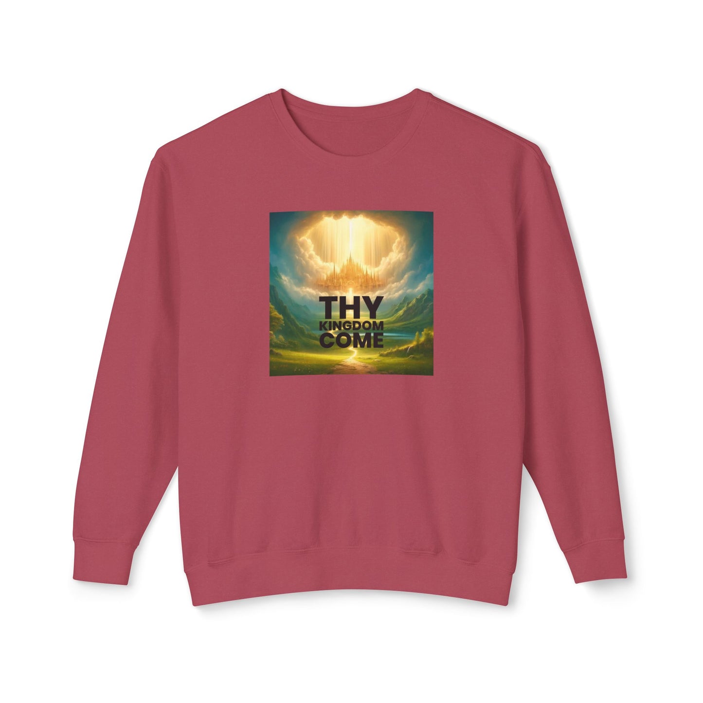 Inspirational Unisex Lightweight Crewneck Sweatshirt - "Thy Kingdom Come" Design