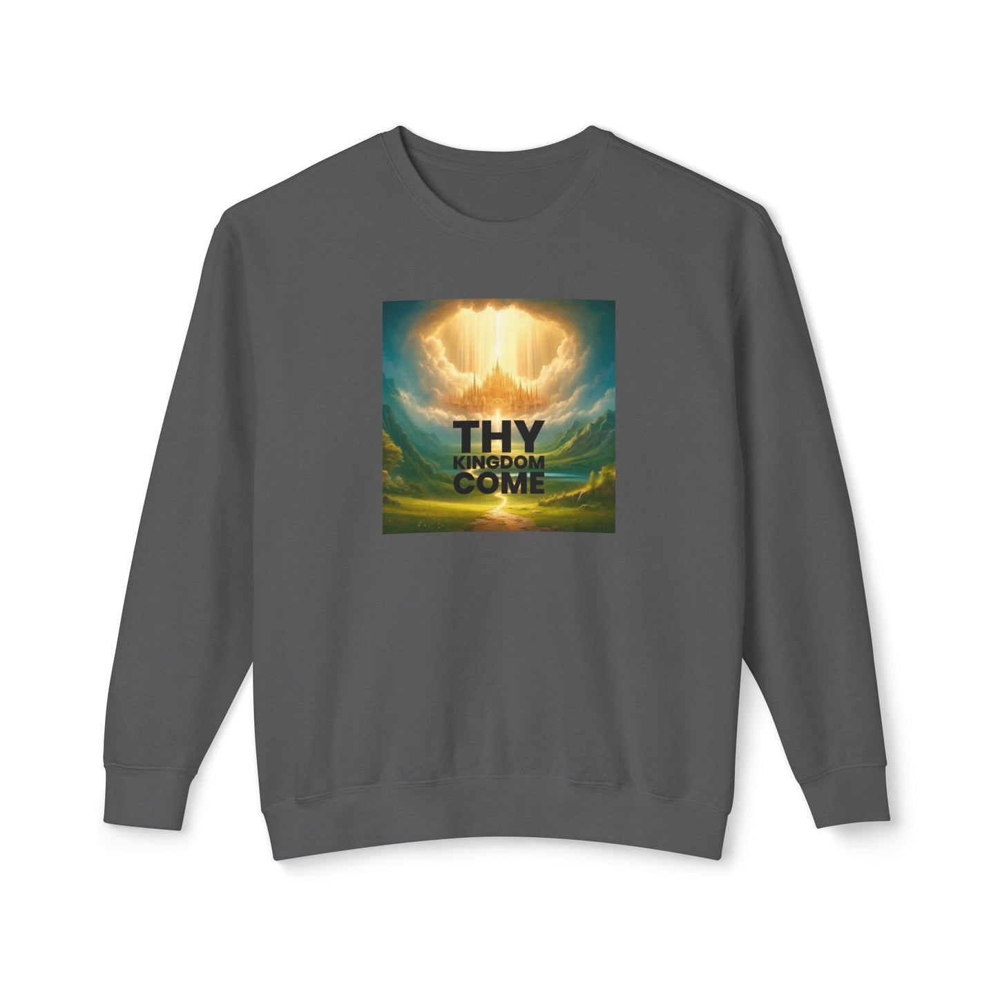 Inspirational Unisex Lightweight Crewneck Sweatshirt - "Thy Kingdom Come" Design