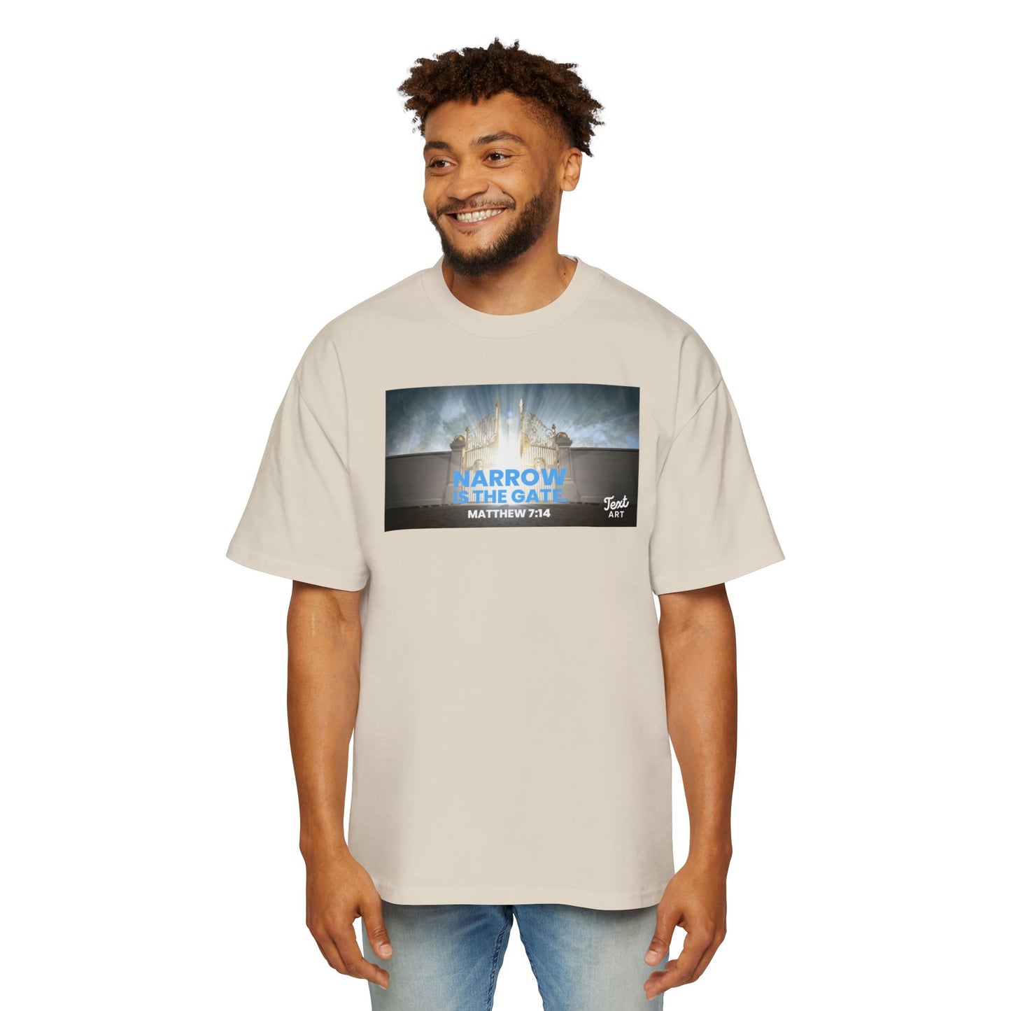 Inspirational Oversized Tee - "Narrow Is the Gate" Design