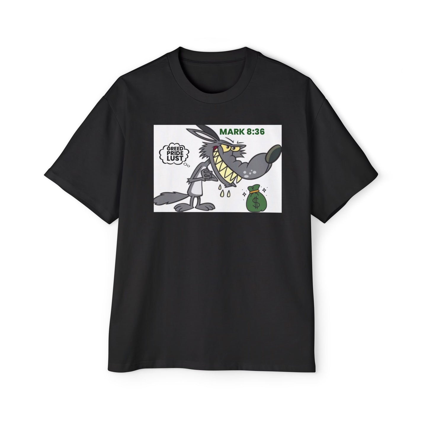 Men's Heavy Oversized Tee - ‘Mark 8:36’ Graphic T-Shirt for Casual Wear