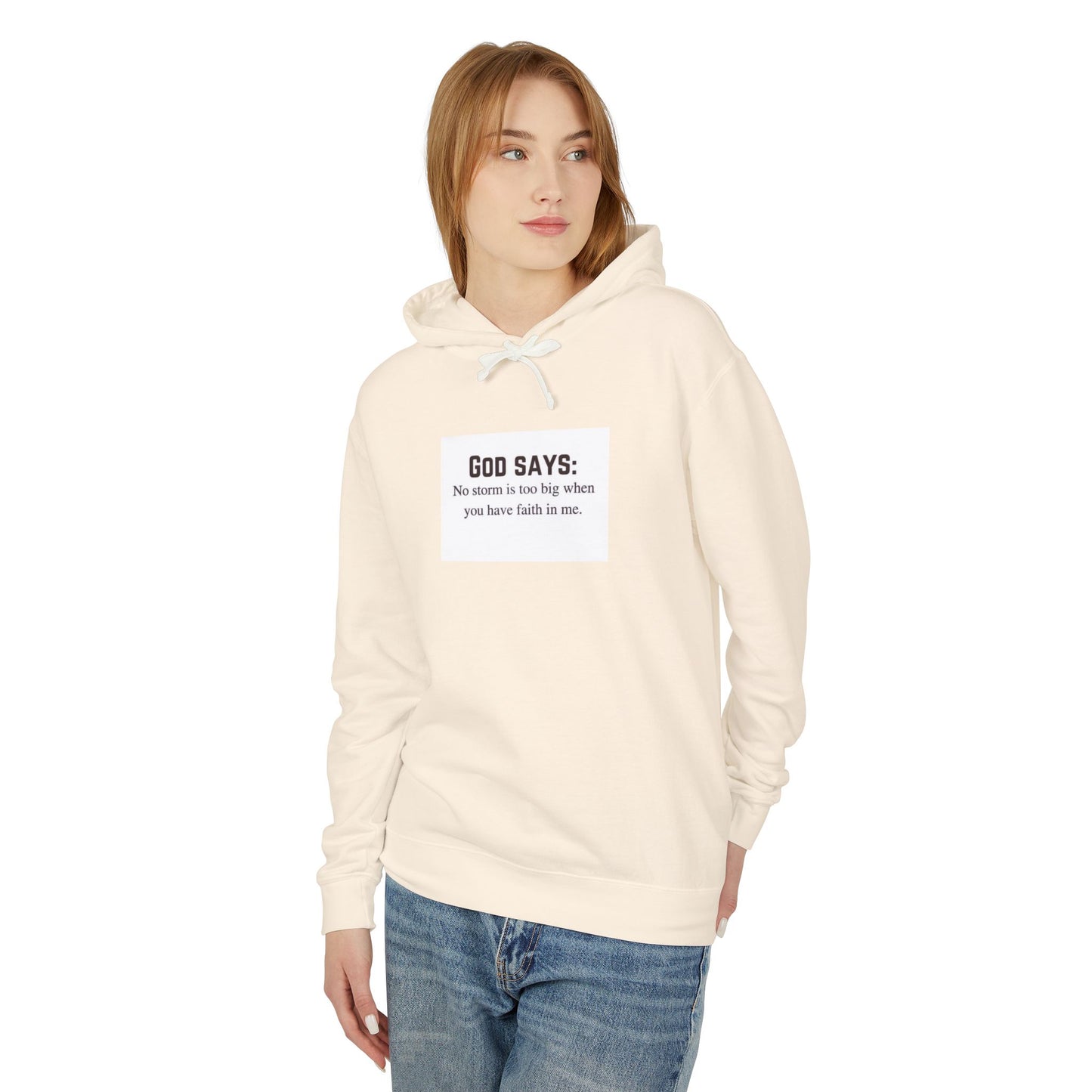 God Says Faith Hoodie - Unisex Lightweight Sweatshirt for Inspiration