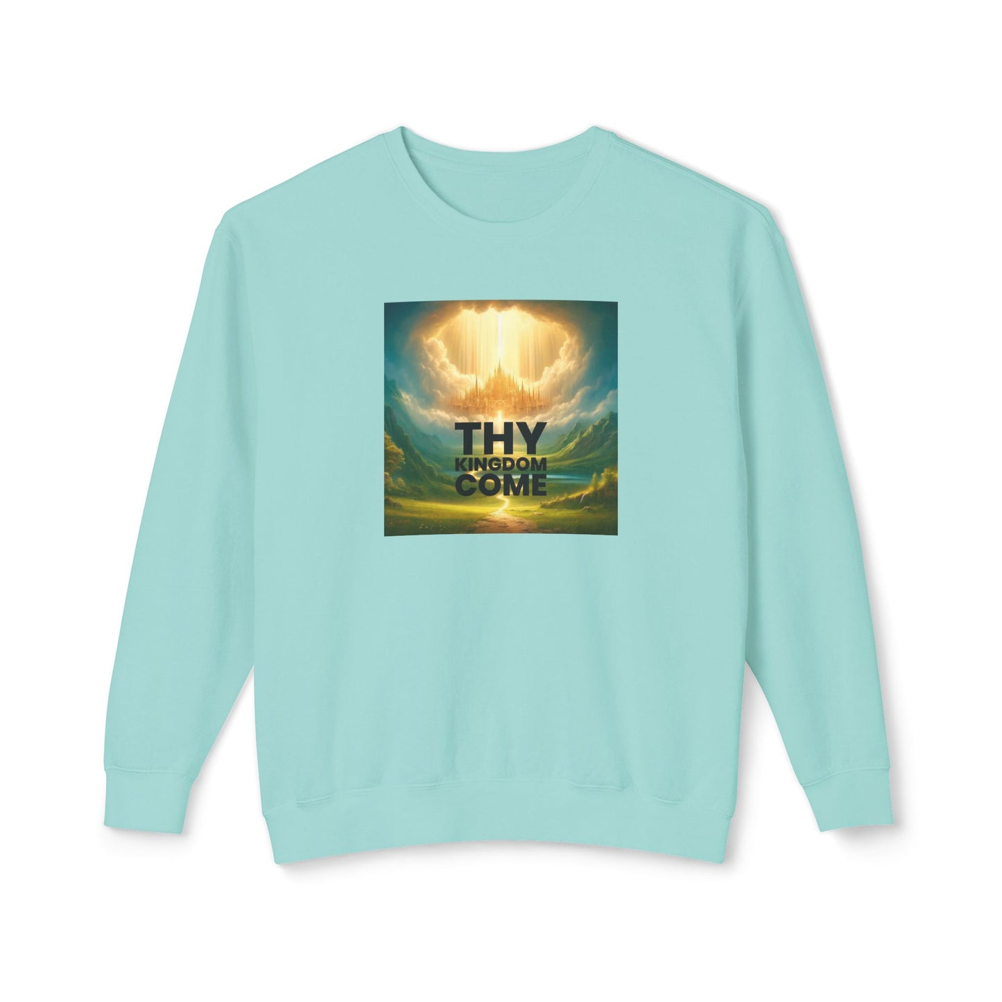 Inspirational Unisex Lightweight Crewneck Sweatshirt - "Thy Kingdom Come" Design